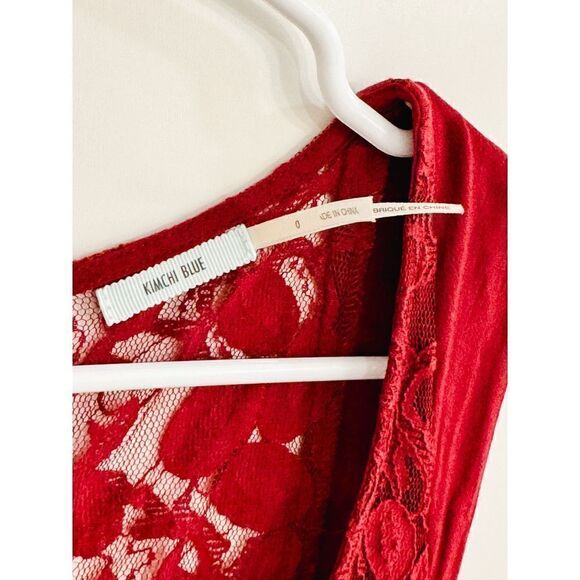 Anthropologie Kimchi Blue Gorgeous Red Dress W/ Lace Back EUC Sz 0 - Picture 3 of 5